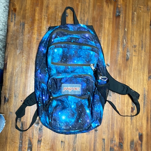 blue glaxaly jansport back pack with 5 pockets - Picture 1 of 2